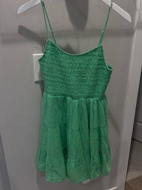 Women’s American Eagle Green Smocked Tiered Sundress